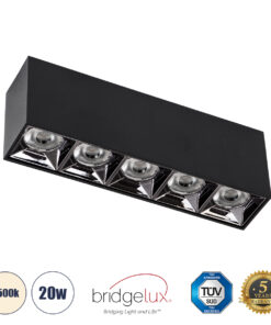 GloboStar® GloboStar® LUMINAR SUPERIOR 60328 Επιφανειακό LED Spot Downlight TrimLess 20W 2800lm 36° AC 220-240V IP20 Μ19.5 x Π4.2 x Υ6.6cm - Μαύρο με Κάτοπτρο Χρωμίου - Φυσικό Λευκό 4500K - Bridgelux High Lumen Chip Gen2 - TÜV Certified Driver - 5 Years Warranty