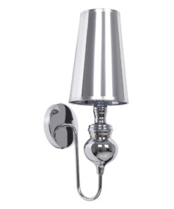 GloboStar® GloboStar® LAURA 01498 Μοντέρνο Επιτοίχιο Φωτιστικό Απλίκα Μονόφωτο 1 x E27 IP20 Ασημί Μέταλλο - Μ21 x Π15 x Y48cm