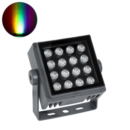 GloboStar® GLOBOSTAR® FLOOD-TINY 90370 Προβολέας Σποτ Wall Washer LED 27W 2295lm 3° DC 24V Αδιάβροχο IP65 RGBW DMX512 Dimmable - Γκρι Ανθρακί - Μ13.8 x Π16.4 x Υ7cm - 3 Χρόνια Εγγύηση