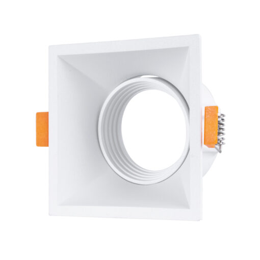 GloboStar® GloboStar® ALPHA 77832 Χωνευτό Κινούμενο Τετράγωνο Σποτ Οροφής για Λάμπα MR16/GU10 - IP20 - Χυτό Αλουμίνιο - Μ9 x Π9 x Υ4.5cm - Λευκό - 5 Χρόνια Εγγύηση