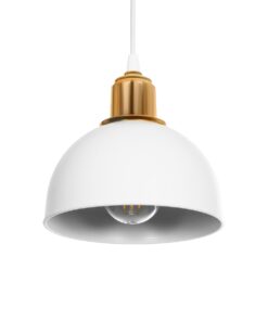 GloboStar® GLOBOSTAR® ΗUT 203-0147 Μοντέρνο Κρεμαστό Φωτιστικό Οροφής με Ντουί 1 x E27 AC 220-240V IP20 - Λευκό & Χρυσό - Μ18 x Π18 x Υ18cm