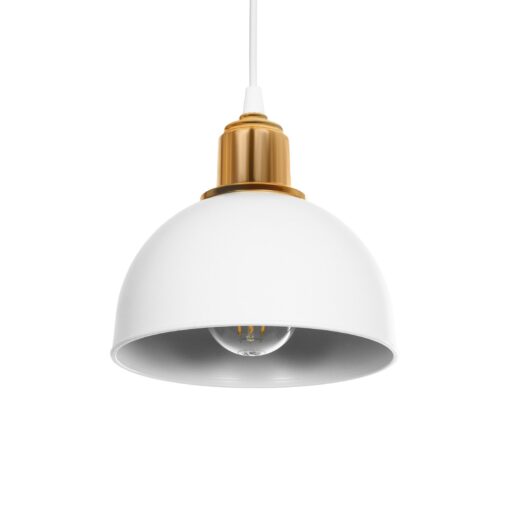 GloboStar® GLOBOSTAR® ΗUT 203-0147 Μοντέρνο Κρεμαστό Φωτιστικό Οροφής με Ντουί 1 x E27 AC 220-240V IP20 - Λευκό & Χρυσό - Μ18 x Π18 x Υ18cm
