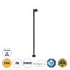 GloboStar® GloboStar® GARDENIA 60511 Φωτιστικό Κήπου - Πάρκου - Πλατείας - Κολωνάκι Αρχιτεκτονικού Φωτισμού Εξωτερικού Χώρου LED 7W 700lm 60° AC220-240V Αδιάβροχο IP65 - Σώμα Αλουμινίου & Tempered Glass - Μ15 x Π18 x Υ180cm - Θερμό Λευκό 2700K - Μαύρο - Bridgelux Chip - 5 Years Warranty