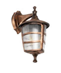 GloboStar® GloboStar® ZARDIN 203-0226 Vintage Επιτοίχιο Φωτιστικό Φαναράκι Μονόφωτο 1 x E27 IP44 Χάλκινο Πλαστικό - Μ17 x Π22 x Υ30cm
