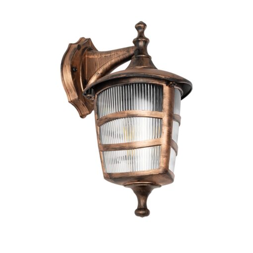 GloboStar® GloboStar® ZARDIN 203-0226 Vintage Επιτοίχιο Φωτιστικό Φαναράκι Μονόφωτο 1 x E27 IP44 Χάλκινο Πλαστικό - Μ17 x Π22 x Υ30cm