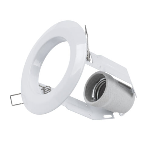 GloboStar® GloboStar® ACIDA 77844 Χωνευτή Στρογγυλή Μεταλλική Βάση Μπετού για Λάμπα R63 με Ντουί E27 AC 220-240V IP20 Φ11 x Υ11cm - Λευκή - 5 Years Warranty