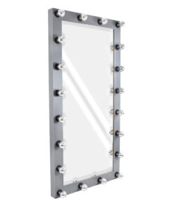 GloboStar® GloboStar® MAKEUP MIRROR-160x80-6 Μοντέρνος Καθρέπτης Μακιγιάζ με Πλαίσιο Φυσικού Ξύλου με Διακόπτη On/Off 20 x E27 AC220-240V - Μ80 x Π7 x Υ160cm - Γκρι Ανθρακί