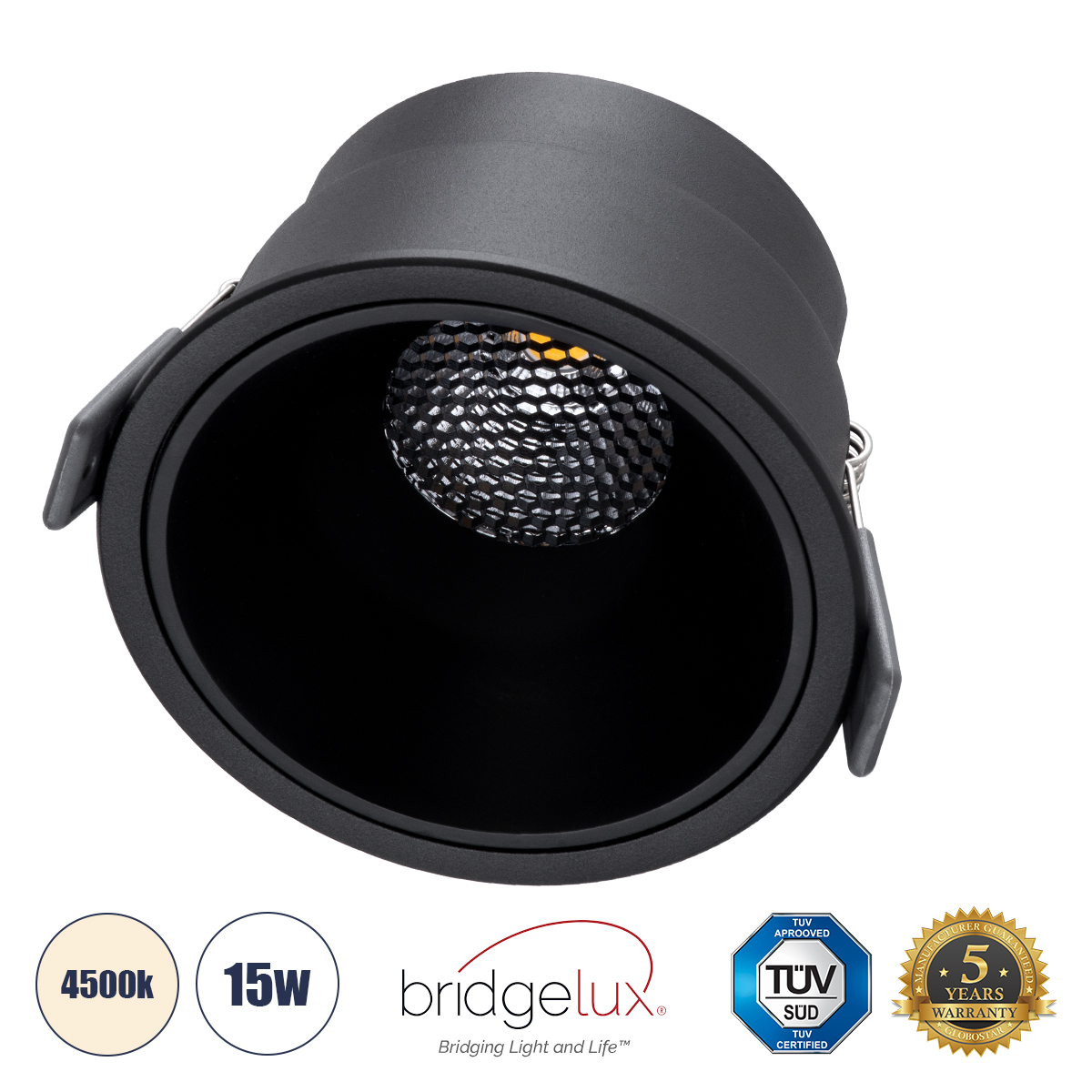 GloboStar® PLUTO-B 60262 Χωνευτό LED Spot Downlight TrimLess Φ10.4cm 15W 1950lm 38° AC 220-240V IP20 Φ10.4 x Υ6.5cm - Στρόγγυλο - Μαύρο & Anti-Glare HoneyComb - Φυσικό Λευκό 4500K - Bridgelux COB - 5 Years Warranty 2 GloboStar® GloboStar® PLUTO-B 60262 Χωνευτό LED Spot Downlight TrimLess Φ10.4cm 15W 1950lm 38° AC 220-240V IP20 Φ10.4 x Υ6.5cm - Στρόγγυλο - Μαύρο & Anti-Glare HoneyComb - Φυσικό Λευκό 4500K - Bridgelux COB - 5 Years Warranty