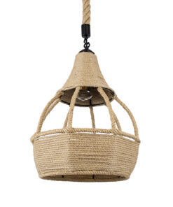 GloboStar® GLOBOSTAR® KUBRIC 01605 Boho Κρεμαστό Φωτιστικό Οροφής με Ντουί 1 x E27 AC 220-240V IP20 - Μπεζ - Μ30 x Π30 x Y40cm