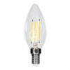 GloboStar® GloboStar® 99001 Λάμπα LED Long Filament E14 C35 Κεράκι 4W 400lm 360° AC 220-240V IP20 Φ3.5 x Υ10.5cm Θερμό Λευκό 2700K με Διάφανο Γυαλί Dimmable - 3 Χρόνια Εγγύηση