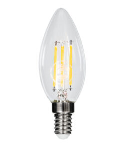 GloboStar® GloboStar® 99001 Λάμπα LED Long Filament E14 C35 Κεράκι 4W 400lm 360° AC 220-240V IP20 Φ3.5 x Υ10.5cm Θερμό Λευκό 2700K με Διάφανο Γυαλί Dimmable - 3 Χρόνια Εγγύηση