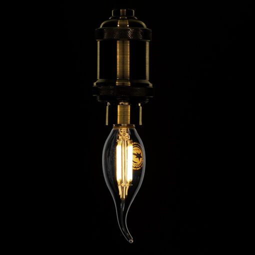 GloboStar® GloboStar® 99002 Λάμπα E14 C35T Κεράκι LED FILAMENT 4W 440 lm 320° AC 85-265V Φλόγα Flame Edison Retro με Διάφανο Γυαλί Θερμό Λευκό 2700 K Dimmable