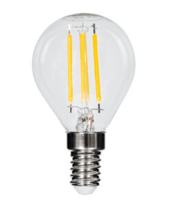 GloboStar® GloboStar® 99003 Λάμπα LED Long Filament E14 G45 Γλομπάκι 4W 400lm 360° AC 220-240V IP20 Φ4.5 x Υ7.5cm Θερμό Λευκό 2700K με Διάφανο Γυαλί Dimmable - 3 Χρόνια Εγγύηση