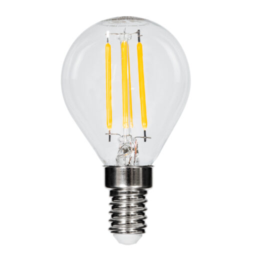 GloboStar® GloboStar® 99003 Λάμπα LED Long Filament E14 G45 Γλομπάκι 4W 400lm 360° AC 220-240V IP20 Φ4.5 x Υ7.5cm Θερμό Λευκό 2700K με Διάφανο Γυαλί Dimmable - 3 Χρόνια Εγγύηση