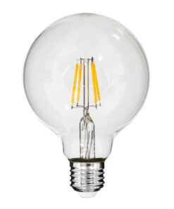 GloboStar® GloboStar® 99009 Λάμπα LED Long Filament E27 G95 Γλόμπος 4W 400lm 360° AC 220-240V IP20 Φ9.5 x Υ13.5cm Θερμό Λευκό 2700K με Διάφανο Γυαλί - Dimmable - 3 Years Warranty