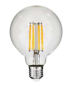 GloboStar® GloboStar® 99011 Λάμπα LED Long Filament E27 G95 Γλόμπος 12W 1200lm 360° AC 220-240V IP20 Φ9.5 x Υ13.5cm Θερμό Λευκό 2700K με Διάφανο Γυαλί - Dimmable - 3 Years Warranty