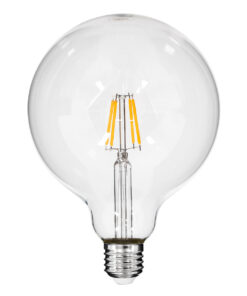 GloboStar® GloboStar® 99012 Λάμπα LED Long Filament E27 G125 Γλόμπος 4W 400lm 360° AC 220-240V IP20 Φ12.5 x Υ18cm Θερμό Λευκό 2700K με Διάφανο Γυαλί - Dimmable - 3 Years Warranty