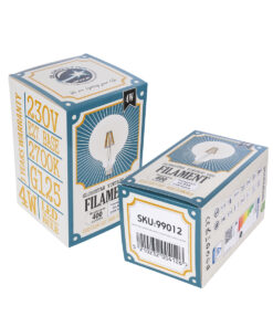 GloboStar® 99012 Λάμπα LED Long Filament E27 G125 Γλόμπος 4W 400lm 360° AC 220-240V IP20 Φ12.5 x Υ18cm Θερμό Λευκό 2700K με Διάφανο Γυαλί - Dimmable - 3 Years Warranty 12 99012 6
