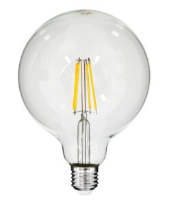 GloboStar® GloboStar® 99013 Λάμπα LED Long Filament E27 G125 Γλόμπος 8W 800lm 360° AC 220-240V IP20 Φ12.5 x Υ18cm Θερμό Λευκό 2700K με Διάφανο Γυαλί - Dimmable - 3 Years Warranty