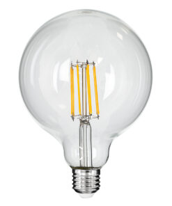 GloboStar® GloboStar® 99014 Λάμπα LED Long Filament E27 G125 Γλόμπος 12W 1200lm 360° AC 220-240V IP20 Φ12.5 x Υ18cm Θερμό Λευκό 2700K με Διάφανο Γυαλί - Dimmable - 3 Years Warranty
