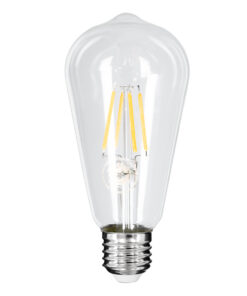 GloboStar® GloboStar® 99015 Λάμπα LED Long Filament E27 ST64 Αχλάδι 4W 400lm 360° AC 220-240V IP20 Φ6.4 x Υ14cm Θερμό Λευκό 2700K με Διάφανο Γυαλί Dimmable - 3 Χρόνια Εγγύηση