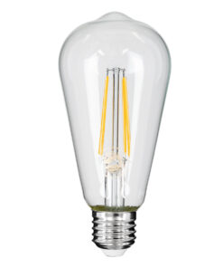 GloboStar® GloboStar® 99016 Λάμπα LED Long Filament E27 ST64 Αχλάδι 8W 800lm 360° AC 220-240V IP20 Φ6.4 x Υ14cm Θερμό Λευκό 2700K με Διάφανο Γυαλί - Dimmable - 3 Years Warranty