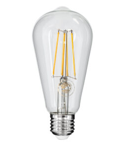 GloboStar® GloboStar® 99017 Λάμπα LED Long Filament E27 ST64 Αχλάδι 10W 1000lm 360° AC 220-240V IP20 Φ6.4 x Υ14cm Θερμό Λευκό 2700K με Διάφανο Γυαλί - Dimmable - 3 Years Warranty