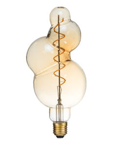 GloboStar® GloboStar® 99021 Λάμπα LED Soft S Spiral Filament E27 BB100 BUBBLES Γλόμπος 6W 420lm 360° AC 220-240V IP20 Φ10 x Υ24cm Ultra Θερμό Λευκό 2200K με Μελί Γυαλί - Dimmable - 3 Years Warranty