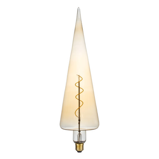 GloboStar® GloboStar® 99023 Λάμπα LED Soft S Spiral Filament E27 CT100 SPEAR Γλόμπος 6W 420lm 360° AC 220-240V IP20 Φ10 x Υ28cm Ultra Θερμό Λευκό 2200K με Μελί Γυαλί - Dimmable - 3 Χρόνια Εγγύηση