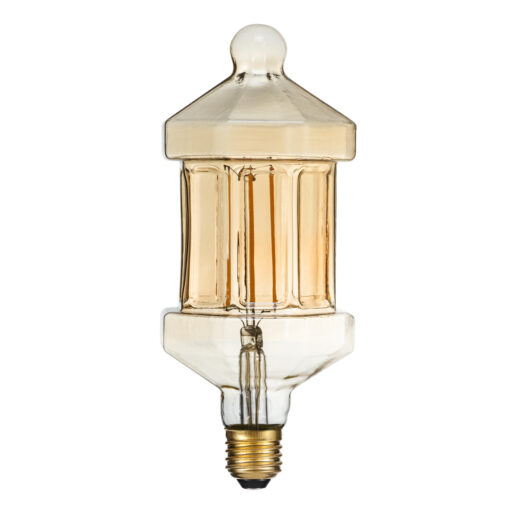 GloboStar® GloboStar® 99026 Λάμπα LED Long Filament E27 FT95 LANTERN Γλόμπος 8W 650lm 360° AC 220-240V IP20 Φ9.5 x Υ21.5cm Ultra Θερμό Λευκό 2200K με Μελί Γυαλί - Dimmable - 3 Years Warranty