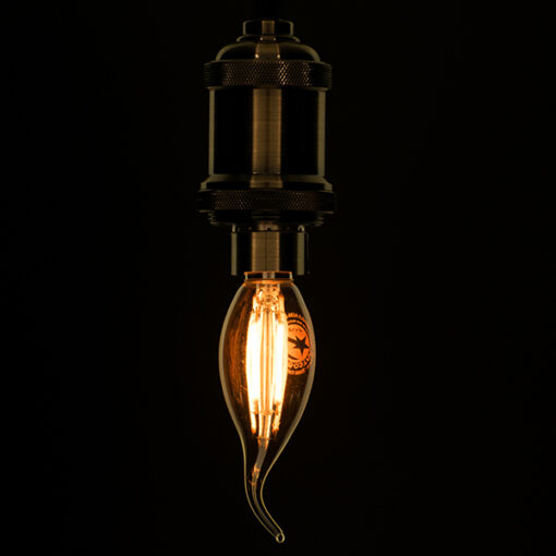 GloboStar® GloboStar® 99032 Λάμπα E14 C35T Κεράκι LED FILAMENT 4W 420 lm 320° AC 85-265V Φλόγα Flame Edison Retro με Μελί Γυαλί Ultra Θερμό Λευκό 2200 K Dimmable