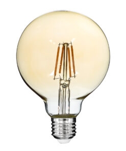 GloboStar® GloboStar® 99039 LED Long Filament Bulb E27 G95 Globe 4W 350lm 360° AC 220-240V IP20 D9.5 x H13.5cm Ultra Θερμό Λευκό 2200K με Μελί Γυαλί - Dimmable - 3 Years Warranty