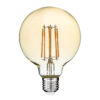 GloboStar® GloboStar® 99041 LED Long Filament Bulb E27 G95 Globe 12W 1080lm 360° AC 220-240V IP20 D9.5 x H13.5cm Ultra Θερμό Λευκό 2200K με Μελί Γυαλί - Dimmable - 3 Years Warranty