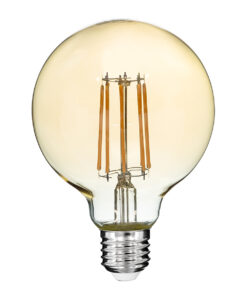 GloboStar® GloboStar® 99041 LED Long Filament Bulb E27 G95 Globe 12W 1080lm 360° AC 220-240V IP20 D9.5 x H13.5cm Ultra Θερμό Λευκό 2200K με Μελί Γυαλί - Dimmable - 3 Years Warranty
