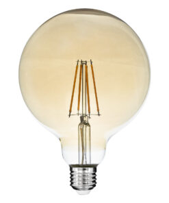 GloboStar® GloboStar® 99043 Λάμπα LED Long Filament E27 G125 Γλόμπος 8W 720lm 360° AC 220-240V IP20 Φ12.5 x Υ18cm Ultra Θερμό Λευκό 2200 K με Μελί Γυαλί Dimmable - 3 Χρόνια Εγγύηση