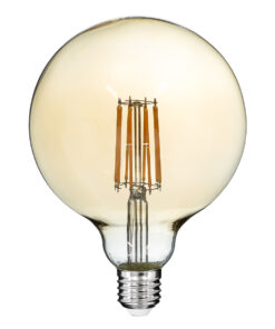 GloboStar® GloboStar® 99044 Λάμπα LED Long Filament E27 G125 Γλόμπος 12W 1080lm 360° AC 220-240V IP20 Φ12.5 x Υ18cm Ultra Θερμό Λευκό 2200K με Μελί Γυαλί - Dimmable - 3 Years Warranty