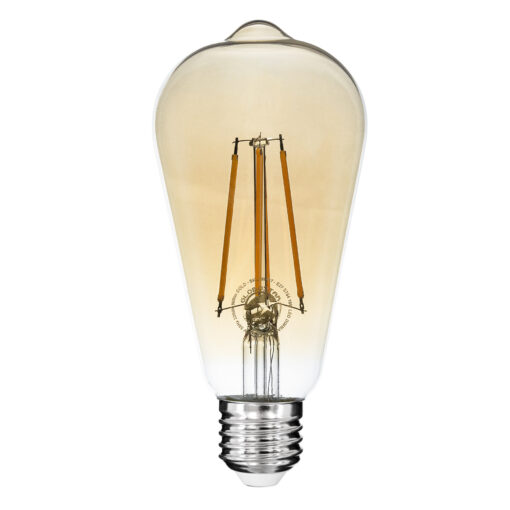 GloboStar® GloboStar® 99047 Λάμπα LED Long Filament E27 ST64 Αχλάδι 10W 900lm 360° AC 220-240V IP20 Φ6.4 x Υ14cm  Ultra Θερμό Λευκό 2200K με Μελί Γυαλί Dimmable - 3 Χρόνια Εγγύηση