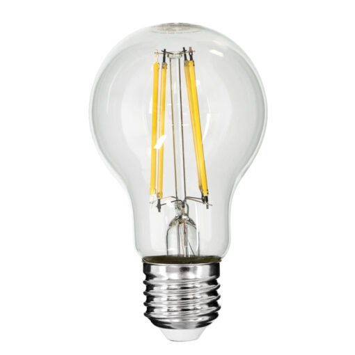 GloboStar® GloboStar® 99053 Λάμπα LED Long Filament E27 A60 Γλόμπος 10W 1100lm 360° AC 220-240V IP20 Φ6 x Υ10.5cm Φυσικό Λευκό 4000K με Διάφανο Γυαλί - Dimmable - 3 Χρόνια Εγγύηση
