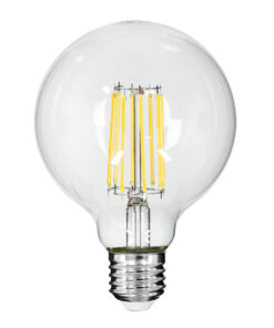 GloboStar® GloboStar® 99054 Λάμπα LED Long Filament E27 G95 Γλόμπος 12W 1320lm 360° AC 220-240V IP20 Φ9.5 x Υ13.5cm Φυσικό Λευκό 4000K με Διάφανο Γυαλί - Dimmable - 3 Years Warranty