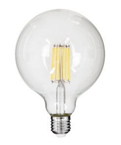 GloboStar® GloboStar® 99055 Λάμπα LED Long Filament E27 G125 Γλόμπος 12W 1320lm 360° AC 220-240V IP20 Φ12.5 x Υ18cm Φυσικό Λευκό 4000K με Διάφανο Γυαλί - Dimmable - 3 Years Warranty