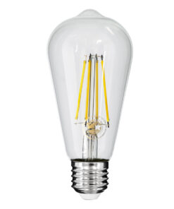 GloboStar® GloboStar® 99056 Λάμπα LED Long Filament E27 ST64 Αχλάδι 10W 1100lm 360° AC 220-240V IP20 Φ6.4 x Υ14cm Φυσικό Λευκό 4000K με Διάφανο Γυαλί - Dimmable - 3 Years Warranty