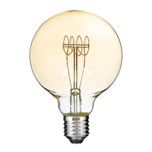 GloboStar® GloboStar® 99060 Λάμπα LED Ultra Thin Soft S Spiral Filament E27 G95 Γλόμπος 4W 280lm 360° AC 220-240V IP20 Φ9.5 x Υ13.5cm Ultra Θερμό Λευκό 2200K με Μελί Γυαλί - Dimmable - 3 Years Warranty