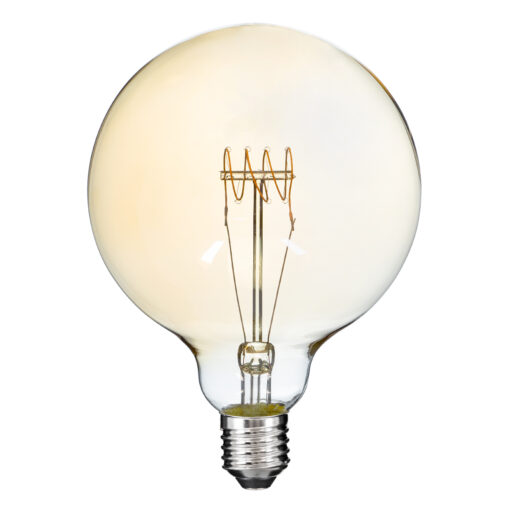 GloboStar® GloboStar® 99081 Λάμπα LED Ultra Thin Soft S Spiral Filament E27 G125 Γλόμπος 4W 280lm 360° AC 220-240V IP20 Φ12.5 x Υ18cm Ultra Θερμό Λευκό 2200K με Μελί Γυαλί - Dimmable - 3 Years Warranty
