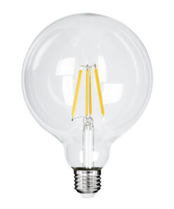 GloboStar® GloboStar® 99085 Λάμπα LED Long Filament E27 G125 Γλόμπος 4W 840lm 360° AC 220-240V IP20 Φ12.5 x Υ13.8cm Θερμό Λευκό 2700K με Διάφανο Γυαλί - Pro Series 210lm/W - A Ενεργειακή Κλάση - 3 Χρόνια Εγγύηση