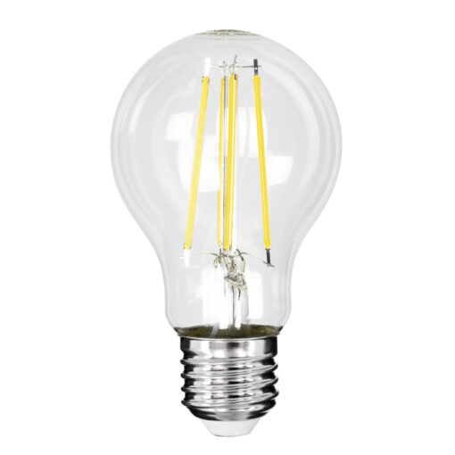 GloboStar® GloboStar® 99091 Λάμπα LED Long Filament E27 A60 Γλόμπος 4W 840lm 360° AC 220-240V IP20 Φ6 x Υ11cm Φυσικό Λευκό 4000K με Διάφανο Γυαλί - Pro Series 210lm/W - A Ενεργειακή Κλάση - 3 Χρόνια Εγγύηση
