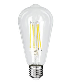 GloboStar® GloboStar® 99094 Λάμπα LED Long Filament E27 ST64 Αχλάδι 4W 840lm 360° AC 220-240V IP20 Φ6.4 x Υ14.5cm Φυσικό Λευκό 4000K με Διάφανο Γυαλί - Pro Series 210lm/W - A Ενεργειακή Κλάση - 3 Χρόνια Εγγύηση