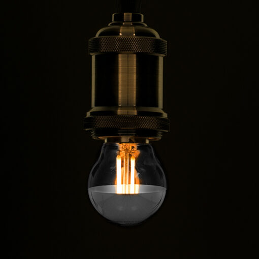 GloboStar® GloboStar® 99102 Λάμπα E27 G45 Γλομπάκι με Ανεστραμμένο Χρώμιο Καθρέπτη LED FILAMENT 4W 440 lm 320° AC 85-265V Edison Retro με Διάφανο-Χρώμιο Γυαλί Θερμό Λευκό 2700 K Dimmable