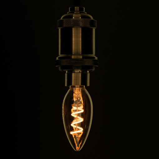 GloboStar® GloboStar® 99133 Λάμπα E14 C35 Κεράκι LED SOFT SPIRAL FILAMENT 4W 320 lm 320° AC 85-265V Edison Retro με Μελί Γυαλί Ultra Θερμό Λευκό 2200 K Dimmable