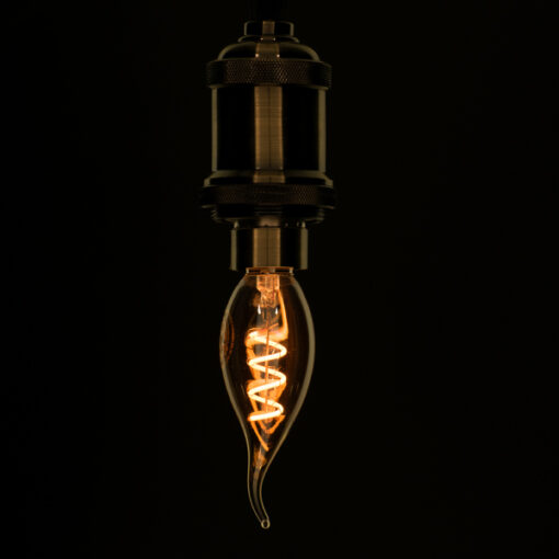 GloboStar® GloboStar® 99134 Λάμπα E14 C35T Κεράκι LED SOFT SPIRAL FILAMENT 4W 320 lm 320° AC 85-265V Φλόγα Flame Edison Retro με Μελί Γυαλί Ultra Θερμό Λευκό 2200 K Dimmable