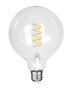 GloboStar® GloboStar® 99137 Λάμπα LED  Soft S Spiral Filament E27 G125 Γλόμπος 4W 300lm 360° AC 220-240V IP20 Φ12.5 x Υ18cm Θερμό Λευκό 2700K με Διάφανο Γυαλί Dimmable - 3 Χρόνια Εγγύηση